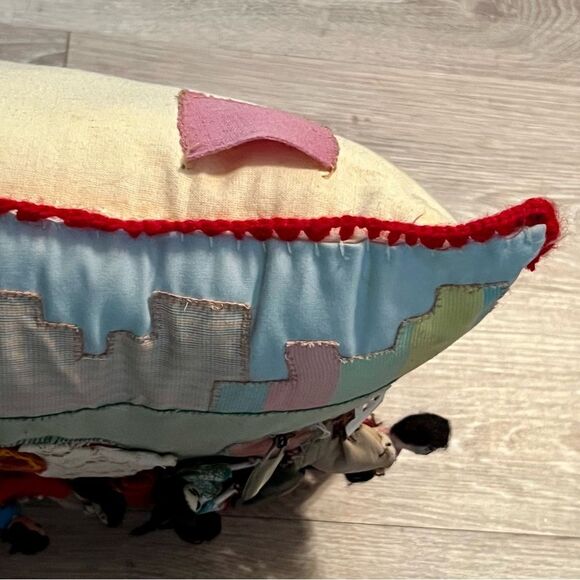 Vintage Peruvian Arpillera Feria 3D Folk Art Handmade Tapestry Pillow Crochet - Picture 9 of 16